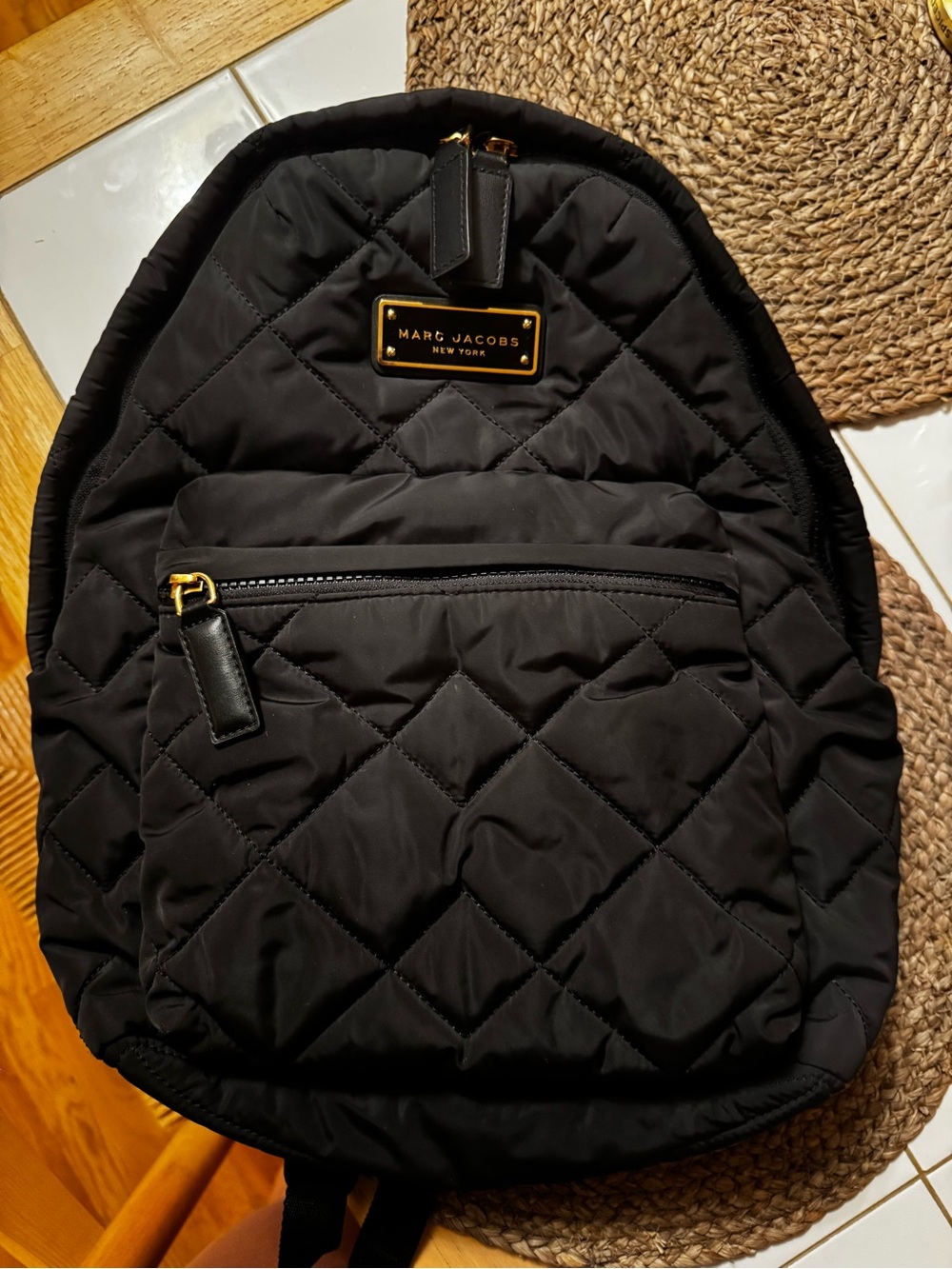 Authentic Marc Jacobs Black Nylon Backpack with Gold Plaque - Picture 5 of 10